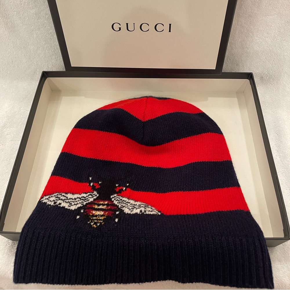 Unisex Gucci Striped Bee Beanie